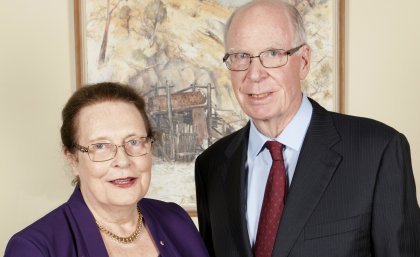 Adjunct Professor Mary Mahoney and Chancellor John Story